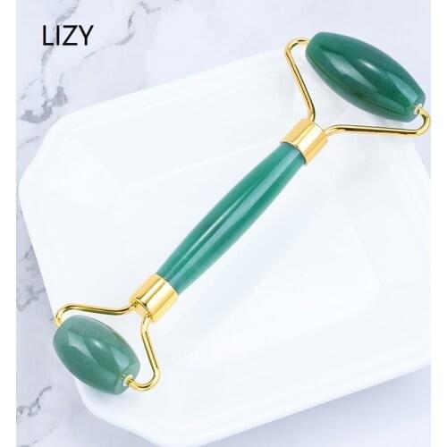 LIZY High Quality Dongling Jade Massager For Face Roller Set Double headed Rollers Green Facial Body Back Beauty Skin Care