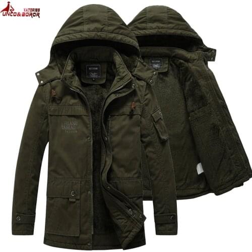 Winter Jacket Men Thick Warm Fleece Parka Coat outwear Multi-pocket cargo Jacket Hooded streetwear Windbreaker jacket Men L~5XL