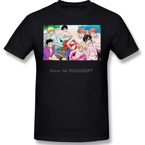Men Anime Ouran High School Host Club Campus Romantic Love Black T-Shirt Ouran Academy TShirt Pure Cotton Tees Harajuku Shirt