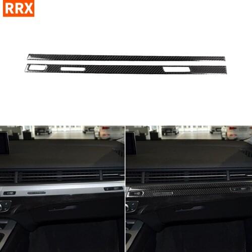 For Audi Q7 SQ7 4M 2016-2019 Dashboard Carbon Fiber Sticker Co-pilot Dash Panel Trim Strips Car Interior Decoration Accessories
