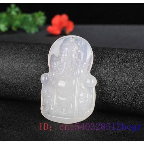 Jade Guangong Pendant Charm Gifts Fashion Jewelry Carved Necklace Green Women White Natural Chalcedony