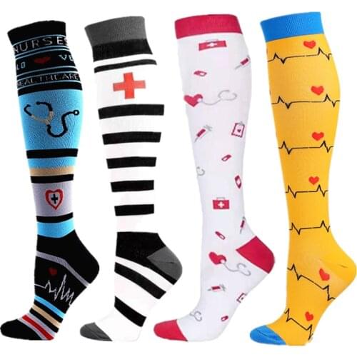 Newest Compression Socks Running Men Women Knee High Socks 20-30mmhg Compression Socks Fit Medical Edema Diabetes Varicose Veins