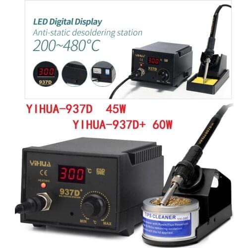 YIHUA-937D 937D+ 45W /60W Lead-free/Thermal control/Thermostat soldering Iron station Eruntop 936 Constant Temperature Antista