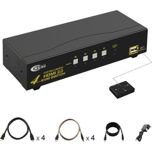 HDMI KVM Switch 4 Port 4Kx2K@60Hz, 3D, YUV 4:4:4 PC Monitor Keyboard Mouse Switcher for Computer Laptop DVR NVR Xbox PS3 PS4