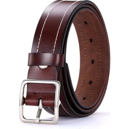 High Quality Women Genuine Leather Belts Luxury Design Square Buckle Pin Buckle Belt Ladies Vintage Strap Female Waistband