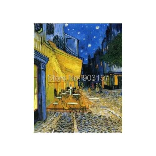 Hand Painted Cafe Terrace on the Place du Forum-Vincent Van Gogh Oil painting-Cityscape Canvas Wall Art