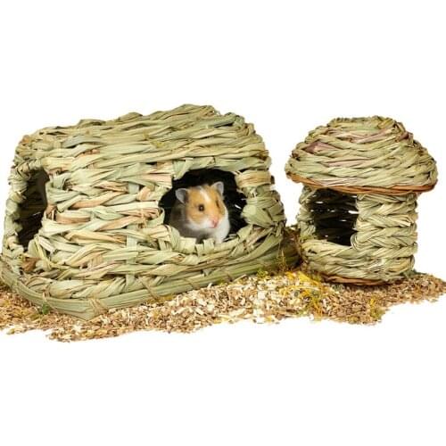 Handmade Reed Grass Hamster Sleeping House Cage Nest Hedgehogs Guinea Pigs Golden Bear Playing Chewing Toys Supplies