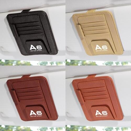 Sun Visor Multifunction PU Leather Car Card Package Holder Glasses Holder Pen Organizer Auto Accessories for AUDI A6
