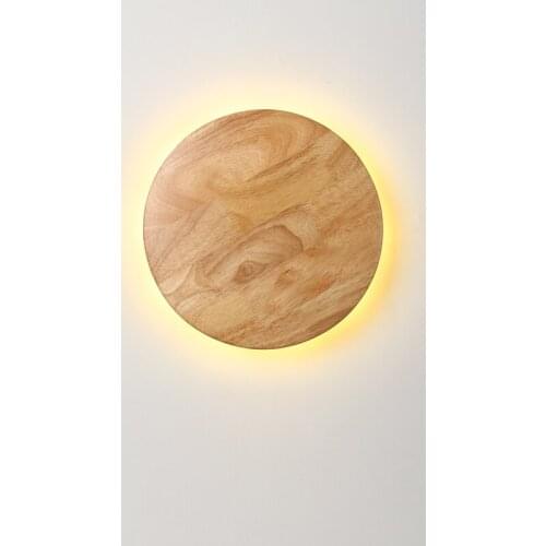 Modern Simple wood living room bedroom study porch balcony LED solid wood wall lamp
