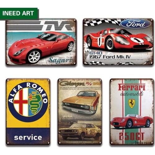 Vintage Decorative Garage Auto Car Metal Poster Tin Sign Retro Gas Oil Station Wall Stickers Man Cave Wall Plate Home Decor