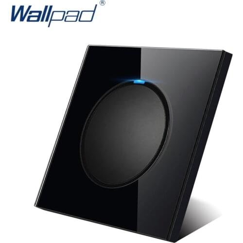 Wallpad L6 Black Tempered Glass Panel LED 1 Gang 1 Way 2 Way Random Click Push Button Wall Light Switch With LED Indicator