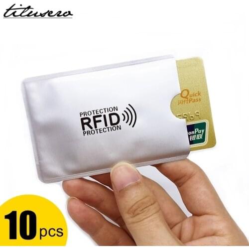 10pcs Anti RFID Blocking Reader Lock Card Holder ID Bank Card Case Protector Aluminium Metal Smart Anti-theft Credit Card Holder