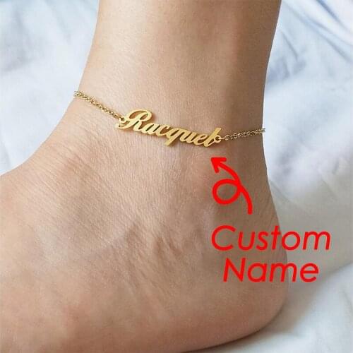 EManco Customized Name Anklet for women Gold Personalized Letter 316L Stainless Steel Jewelry Gift Support Dropshipping