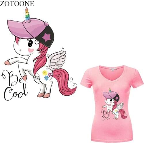 ZOTOONE Cartoon Unicorn Patches for Clothing DIY T-shirt Heat Transfer Vinyl Applique Stickers on Clothes Iron-on Transfer E