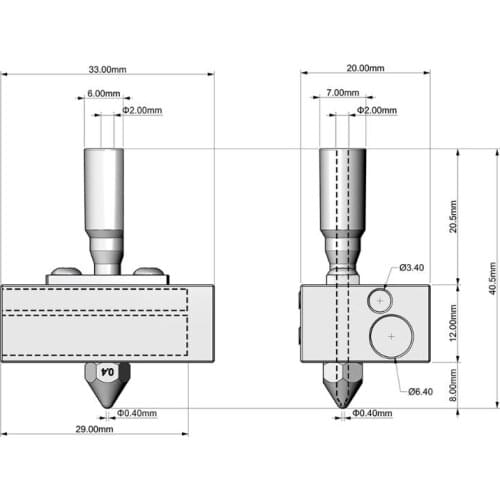 1Set Hot End 0.4MM Nozzle V2 Hotend Extruder Kit for Zortrax M200 3D Printer K92C