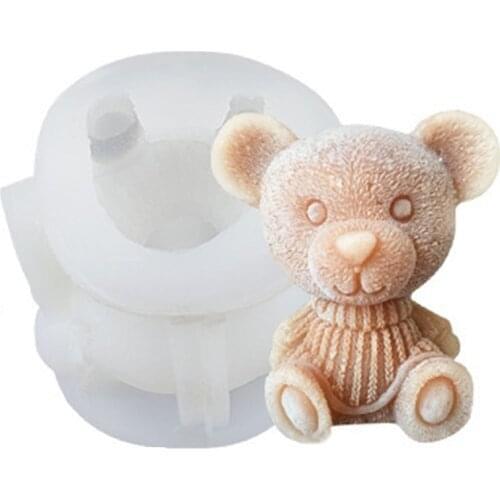 1Pcs 3D Knitted Bear Silicone Soap Mold Fondant Cake Border Moulds Chocolate Mould Cake Decorating Tools Kitchen Baking Acce