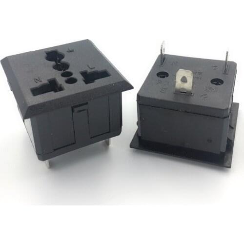 1 Pcs/Lots AC 250V 13A US USA UK EU Euro AU Panel Mount Snap in Universal Power Socket Outlet Receptacle Black/White