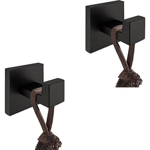 Leyden 304 Stainless Steel Robe Hooks Set Wall Mounted Black Clothes Towel Hooks Wall Hanger 2pcs Bathroom Accessories Set