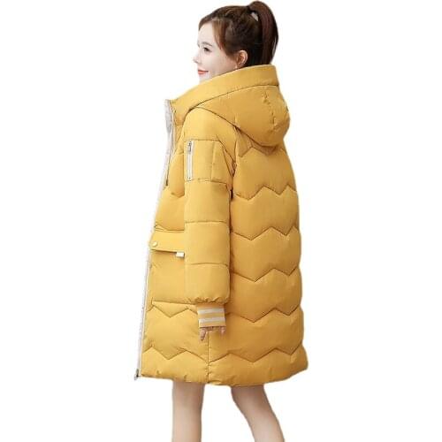 2021 New Thicken Women Warm Long Sleeve Parkas Winter Down Padded Jacket Hooded Wide Waisted Casual Women Cotton Coats