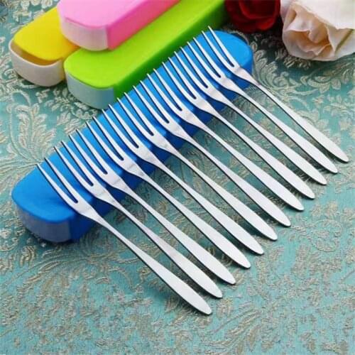 3Pcs Stainless Steel Flatware Fruit Fork Dessert Cake Fork Salad Tableware Cutlery Hotel Restaurant Party Supplies Kitchen Tools