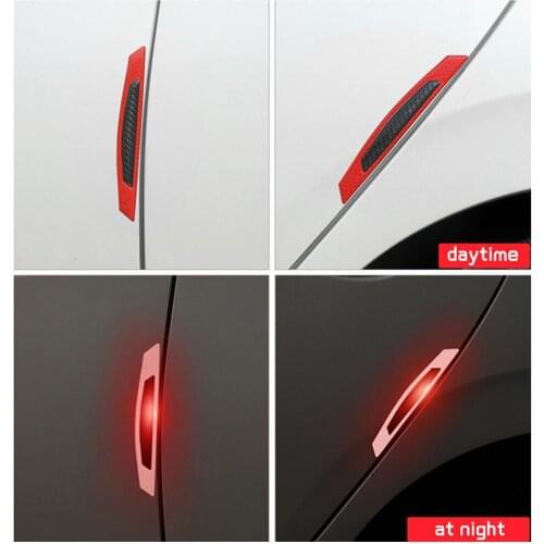 80% HOT SALES! 4Pcs Carbon Fiber Reflective Car Door Anti-Scratch Protection Bumper Strip Decor