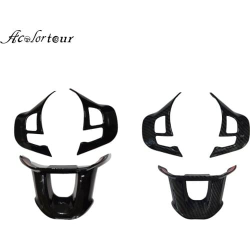Car Steering wheel sticker flying wheel button trim black carbon fiber interior for Peugeot 2008 208 T9