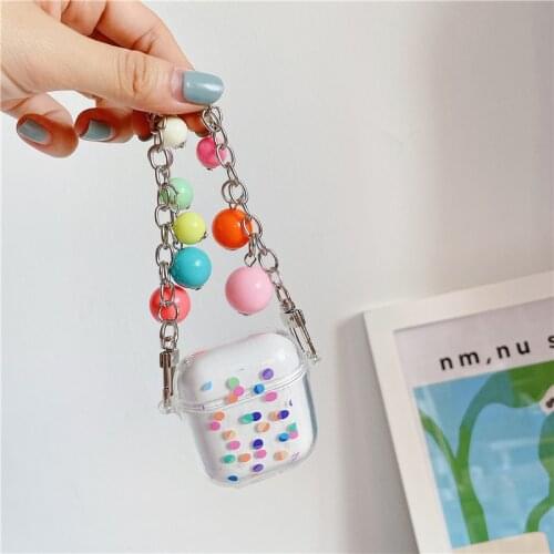 Colorful Wave point Print Earphone Case for Airpods 1 2 Wireless Bluetooth Earphone Cover for Airpods Pro Capa with Bracelet