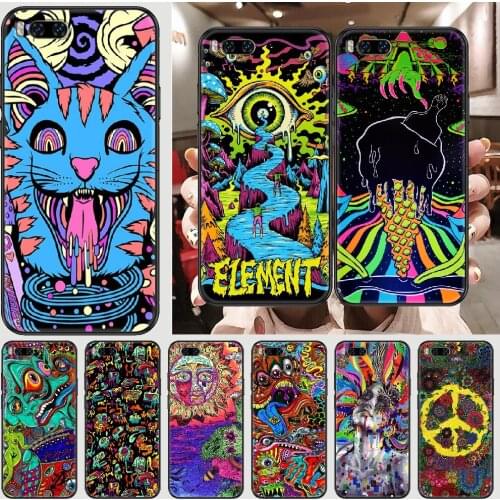 Hippie Psychedelic Art Phone case For Xiaomi Mi Max Note 3 A2 A3 8 9 9T 10 Lite Pro Ultra black painting cell cover tpu shell