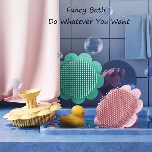 Baby Brushes for Bath Silicone Brushes Combs for Children Head Body Scalp Massage Brush Cute Flower Shape Brushes for Baby Bath
