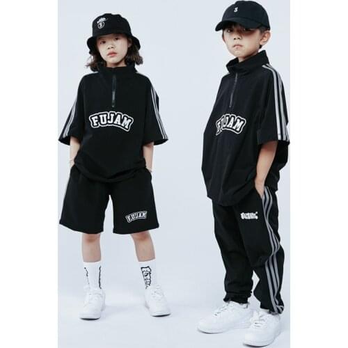 Hip Hop Dance Costume For Children Streetwear Summer Street Dance Performance Stage Clothes Suit Kids Jazz Dancing Wear YS2001