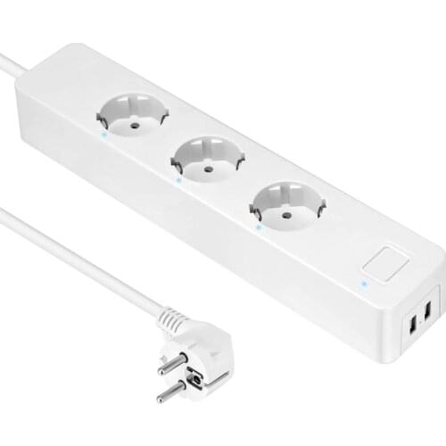 Home Power Strip,Wifi Mobile Phone Switch Timing Power Strip 2 USB Ports /3 Sockets Voice Control EU Plug