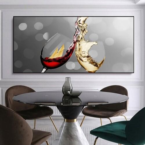 Art Posters and Prints Abstract Red Wine Glass Canvas Painting Dining Room and Kitchen Modern Home Decoration Wall Art Pictures