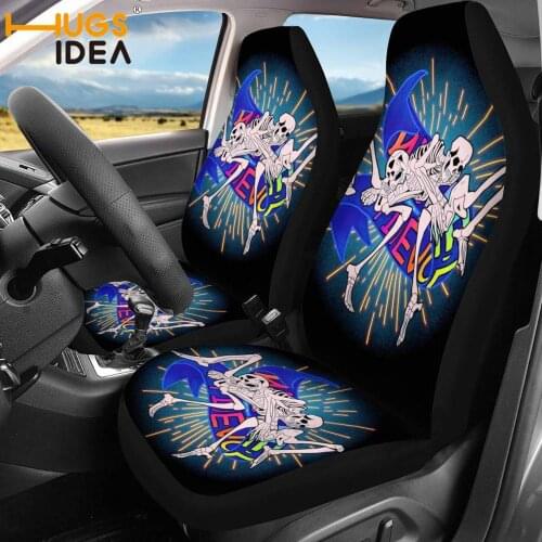 HUGSIDEA 2Pcs Printing Skull Car Seat Cover Universal Auto Seats Protector Sheet Dog Animal SUV Interior Place Decor Cover