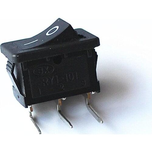 JOYING LIANG KCD1-101 Three Bending Foot 6A 250V (10A 125V) Black Rocker Switch 5pcs/lot