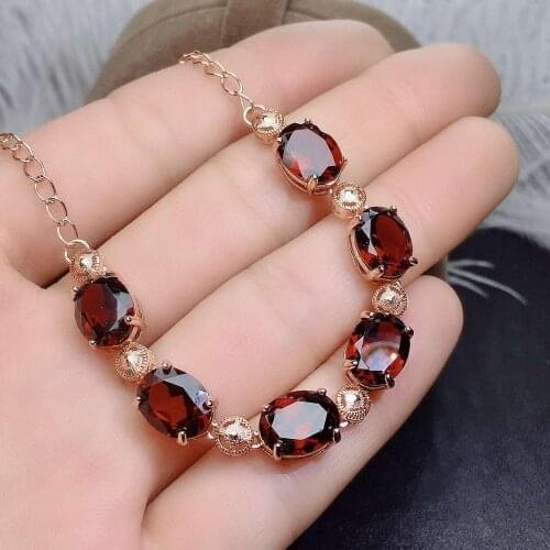 KJJEAXCMY fine jewelry natural garnet 925 sterling silver new women gemstone hand bracelet support test exquisite