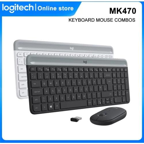 Logitech MK470 Keyboard Mouse Combos 1000DPI Optical Mouse Set For PC 2.4G Office Business Portable Lightweight