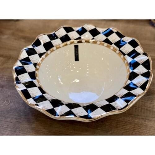 Checkers Round Salad Bowl 28 Cm Black/white