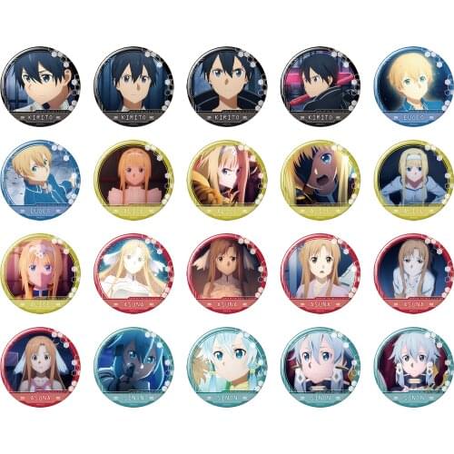 Sword Art Online Alicization Anime Badge SAO Kirito Eugeo Alice Asuna Asada Shino Movie Metal Badge Brooch Pin