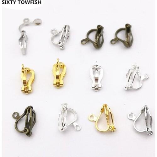 30 Pieces/lot Copper Ear Clip Silver Color/Antique Bronze/White K/Gold color Earrings Settings Finding