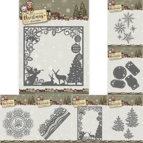 Piggy Craft metal cutting dies cut die mold Christmas series frame tag Scrapbook paper craft knife mould blade punch stencils