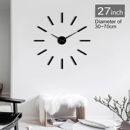 Simple Modern Decorative Frameless Creative Show Acrylic Wall Stickers3D DIY Wall Clock With Mirror Surface for Living Room