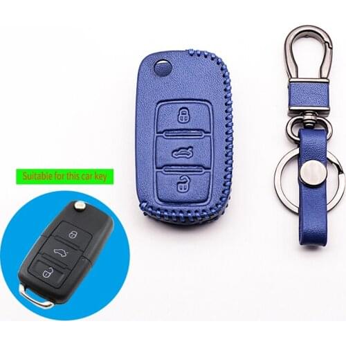The latest leather car key cover for Volkswagen polo passat b5 Golf 4 5 6 Jetta mk6 tiguan Gol CrossFox Plus Eos Scirocco Beetle