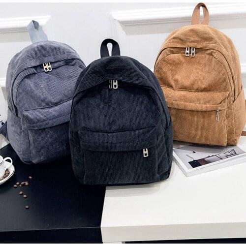 College Style New Corduroy Front Pocket Men and Women Backpacks Large Capacity Multipurpose Student Backpack