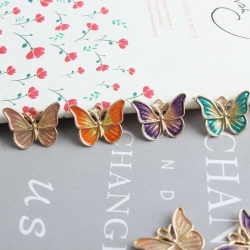 BULK! 20 Enamel Butterfly Charms Gold Filled Butterfly Pendant for Jewelry Making DIY Finding Supplies Animal Butterflies PL39-4