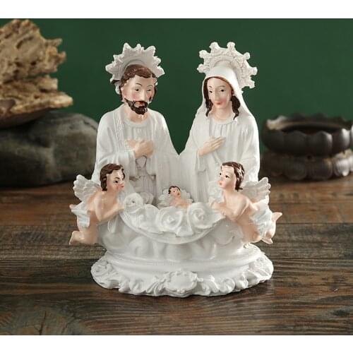 Resin Religious Statue Decoration Jesus Mary Joseph Angel Decoration Shelf Desktop Cupid Figurine Car Interior Crafts