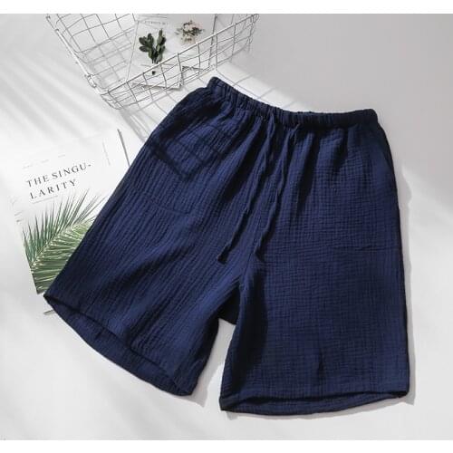 Summer shorts sleep bottoms men fresh soft 100% crepe cotton home shorts for men pajamas pants fashion Sexy shorts men Plus size