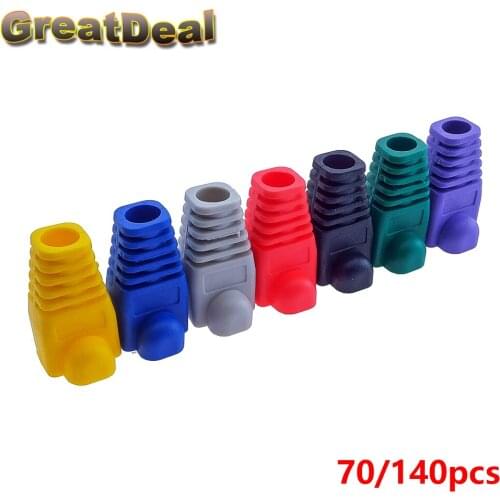 70/140pcs Colorful RJ45 Cap Connector Cat5 Cat5e RJ45 Plug Caps Ethernet Network Cable Strain Relief Boot RJ45 Boots HY202