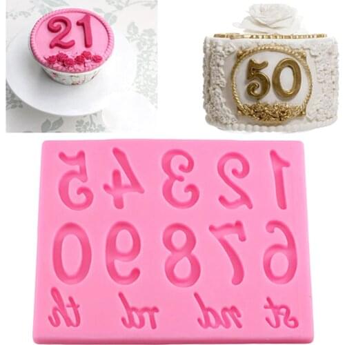 Large Numbers Silicone Molds DIY Party Letters Cupcake Topper Fondant Decorating Tools Candy Clay Chocolate Gumpaste Moulds