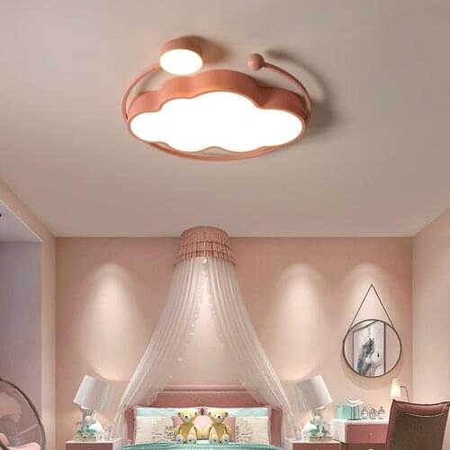 Modern chandeliers for Kids Room Child Bedroom Study cartoon Pink lamp Cloud plafon Led Ceiling Light Dimmable Lighting Fixtures