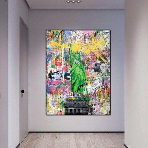 Statue of Liberty Street Graffiti Art Canvas Painting on The Wall Art Posters and Prints Abstract Wall Picture for Home Decor